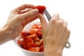 Cut strawberries Royalty Free Stock Photo