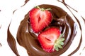 Cut strawberry in chocolate Royalty Free Stock Photo