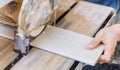 cut tiles with a tile cutter repair in the house. Selective focus. Royalty Free Stock Photo