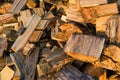 Cut trunks, a pile of firewood, a closeup shot, wood background. Royalty Free Stock Photo