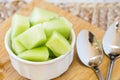 Cut Up Honeydew Melon Nutritious Breakfast Food Royalty Free Stock Photo