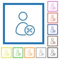 Cut user outline flat framed icons Royalty Free Stock Photo