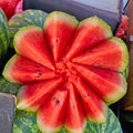 Cut watermelon closeup at the local market