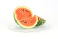 Cut watermelon on a large glass tray Royalty Free Stock Photo