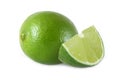 Cut and whole lime fruits isolated Royalty Free Stock Photo
