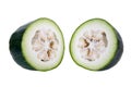 Cut half winter melon isolated on white background.Benincasa hispida plant