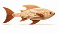 Symmetrical Asymmetry: 3d Wooden Model Of A Lively Illustrated Fish
