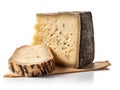 A cut wormy Kasu Marzu cheese Royalty Free Stock Photo