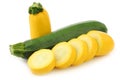 Cut yellow and a green zucchini Royalty Free Stock Photo