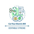 Cut your electric bill concept icon