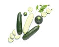 Cut zucchini squashes on white background Royalty Free Stock Photo