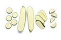 Cut zucchini squashes on white background Royalty Free Stock Photo