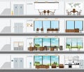 Cutaway Office Building with Interior Design Plan Royalty Free Stock Photo