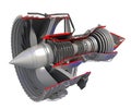 Cutaway Turbofan Aircraft Engine Sectioned 3D rendering