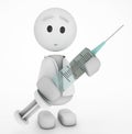 A cute 3d doctor with a syringe