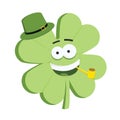 Cute 4 leaves shamrock character Royalty Free Stock Photo