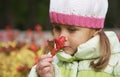 Cute 4 years old girl with flower Royalty Free Stock Photo
