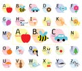 Cute ABC alphabet, Simple flat cartoon style vector Royalty Free Stock Photo