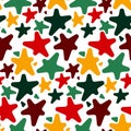 Cute abstract background of different colors. Broken stars and triangles. Decoration for gift wrapping paper, fabric Royalty Free Stock Photo