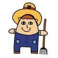 Cute funny farmer character isolated on white background. Royalty Free Stock Photo