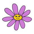 Groovy Smiley Flower with Hippie Positive 70s retro smiling daisy