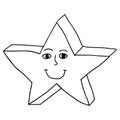 Cartoon doodle linear happy smiling star character