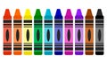 Crayons. Cute set of art supplies in flat style isolated on white background. Royalty Free Stock Photo