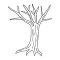 Hand drawn bare tree with roots isolated Royalty Free Stock Photo