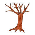 Hand drawn bare tree with roots isolated