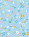 Cute Abstract Geometric Vector Pattern. Light Blue Background. White, Green, Yellow and Blue Squares Confetti. Seamless Design. Royalty Free Stock Photo