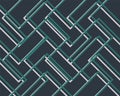 Cute Abstract Graphic art pattern in green lines as maze on navy background for stationery,advertising,greeting cards,to do lists