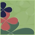 Cute abstract square green background with fantasy flowers and frame along the rim. Adorable luxury texture. Vector