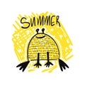 Cute abstract summer yellow frog character
