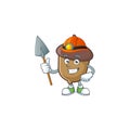 Cute acorn with character mascot design miner
