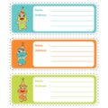 Cute address label with cartoon of cute baby hippos on colorful background suitable for kid address label