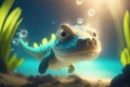 a cute adorable baby alligator underwater. ai generative
