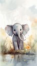 Cute Adorable Baby Elephant Playing Standing Deep Young Single Animal Innocence Wrinkly Portrait Mischievous Cutie Joyous Trumpets