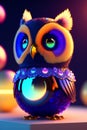 cute adorable baby owl made of crystal ball