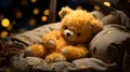 A cute and adorable bear is sleeping under night sky betw. Generative AI.