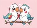 Cute adorable birds love