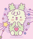 Cute adorable bunny furry stars cartoon