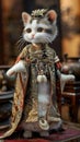 A cute adorable cat dressed in an elegant oriental gown