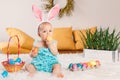 Baby girl celebrating Easter holiday Royalty Free Stock Photo