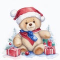 Cute adorable Christmas teddy bear wearing a Santa hat Royalty Free Stock Photo