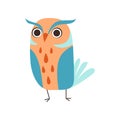 Cute Adorable Colorful Owl Bird Cartoon Vector Illustration
