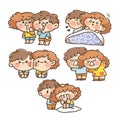 Adorable couple doodle avatar sticker series 1