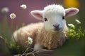 Cutest Easter Spring Lamb in flowers