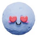 Cute and adorable 3d Moon emoji character emoticon with love eyes. 3d cartoon Moon icons.