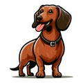 Cute adorable dachshund dog cartoon character vector illustration, funny pet animal dachshund puppy flat design mascot logo Royalty Free Stock Photo