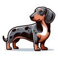 Cute adorable dachshund dog cartoon character vector illustration, funny pet animal dachshund puppy flat design mascot logo Royalty Free Stock Photo